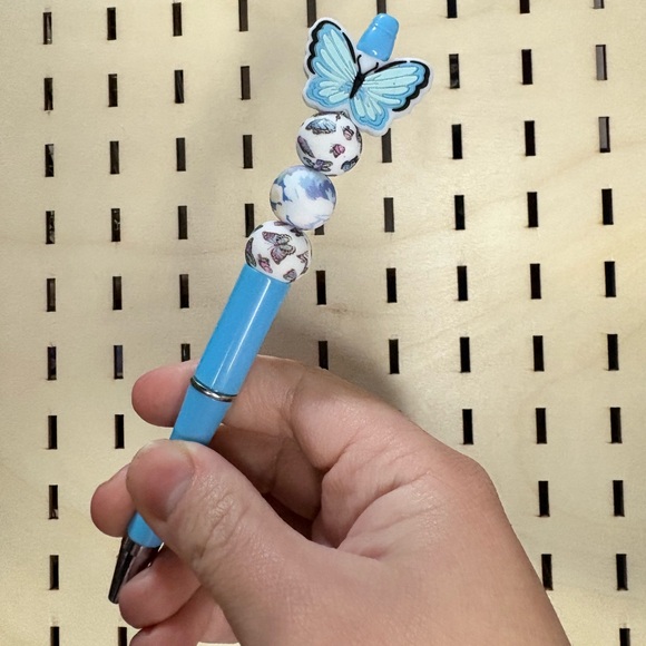 Handmade Other - Handcrafted blue butterflies beaded pen